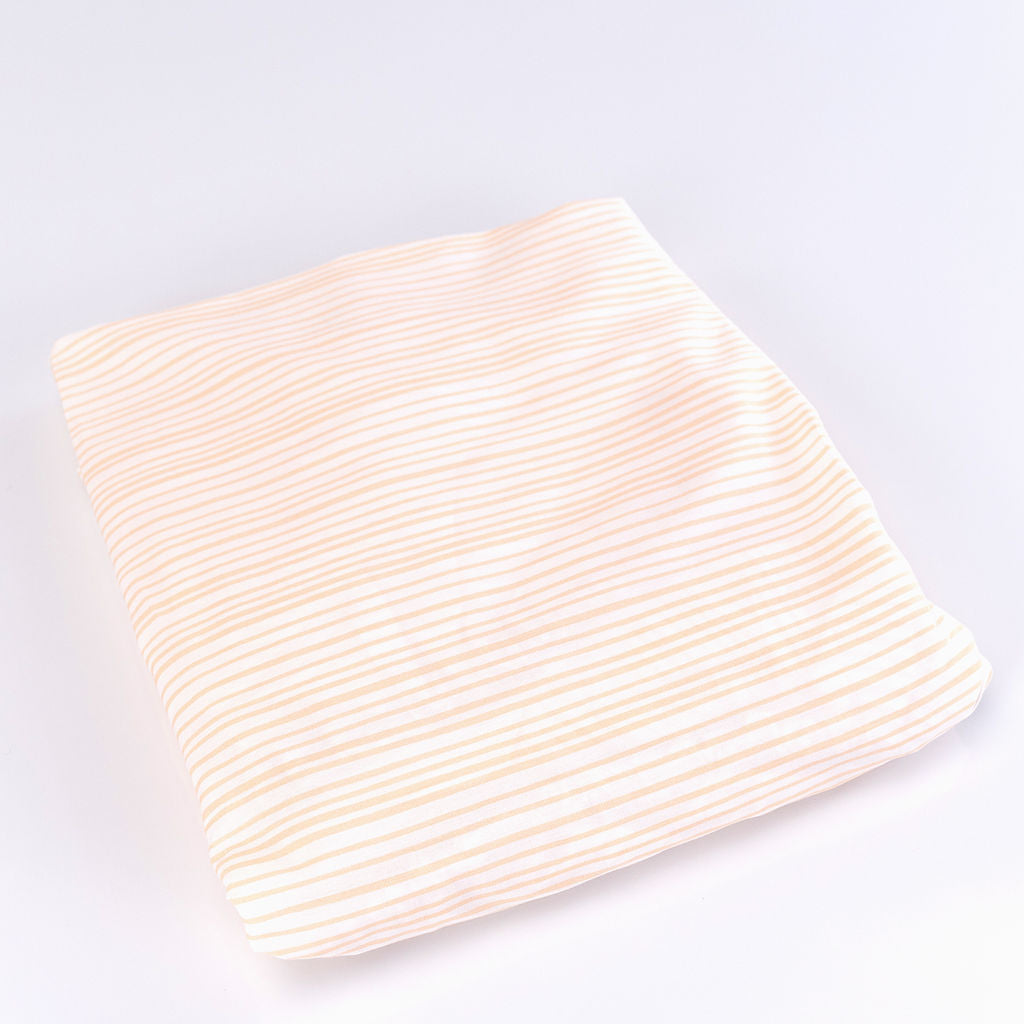 Tangerine Tiger - Fitted Crib Sheet - Ivory with Tangerine Lines - Olli+Lime